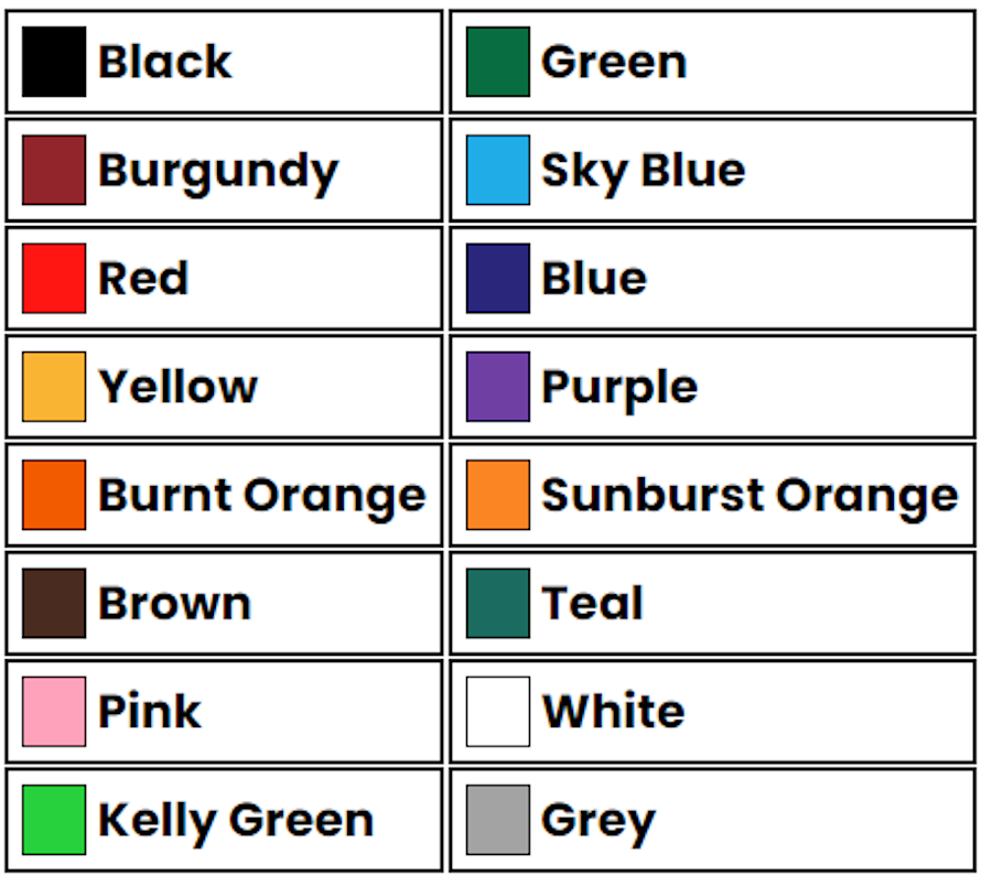 TIE Office-Mates 16 standard color chart for vinyl trim